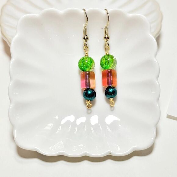 Artisan earrings 648# NEW bohemian Vintage glass earrings Y2k earrings retro c - Picture 2 of 3